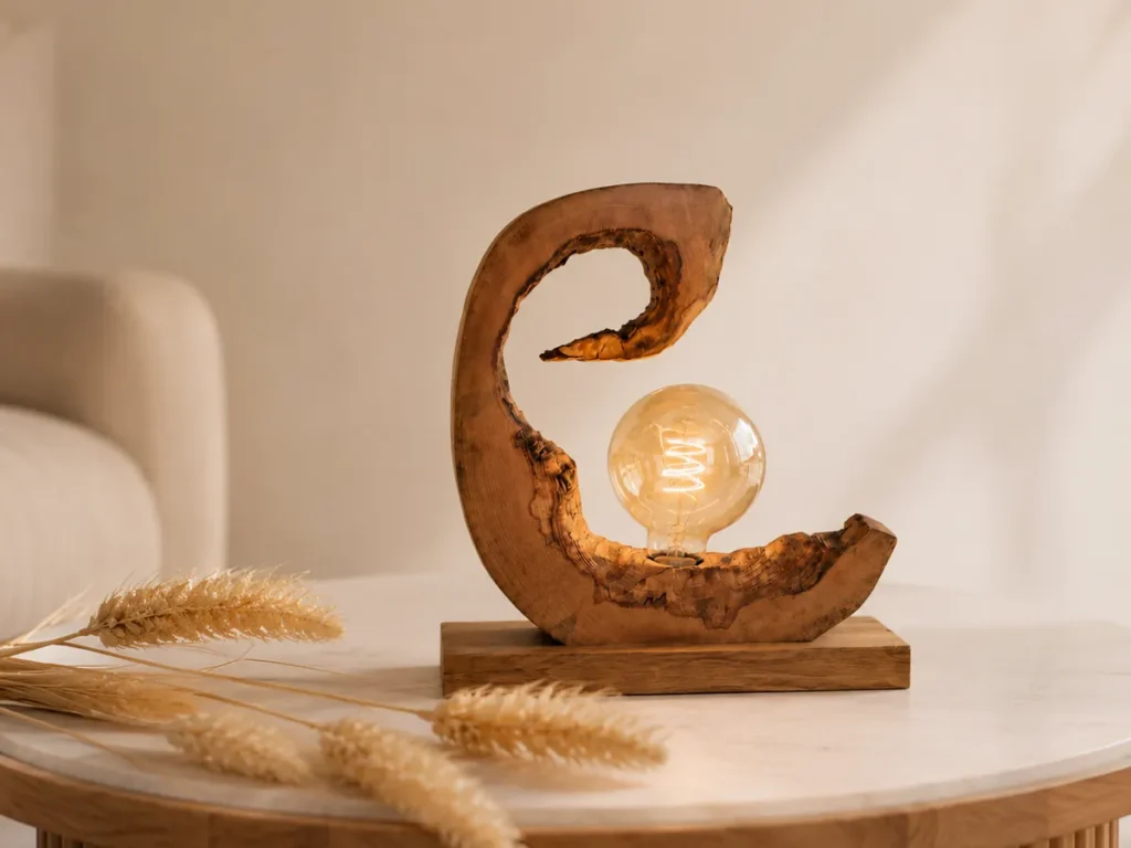Lampe tronc, modèle 1 — pièce unique Ethibois en bois de récupération